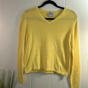 Lilly Pulitzer Vintage Yellow 100% Cotton V Neck Sweater size XS Natural Fibers